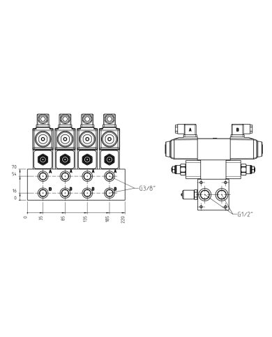 Mehrfachplatten-Ventilaufbau NG06