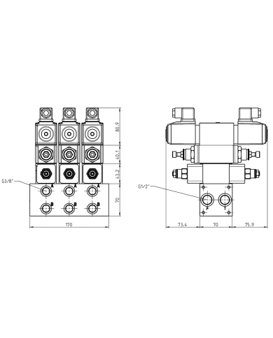 Mehrfachplatten-Ventilaufbau NG06