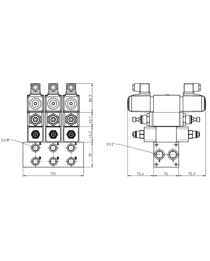 Mehrfachplatten-Ventilaufbau NG06