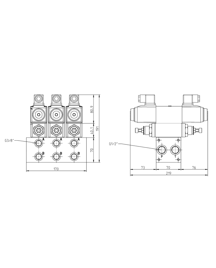 Mehrfachplatten-Ventilaufbau NG06