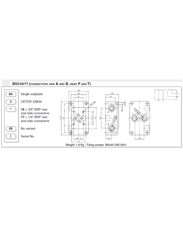 Cetop3/NG06 BS 3