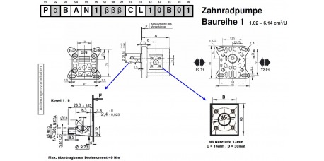 4-Lochflansch, Welle Kegel 1:8