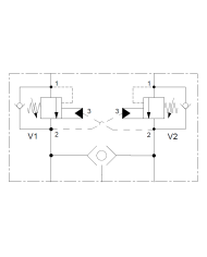 Doppel-Senkbremshalteventilblock mit Wechselventil